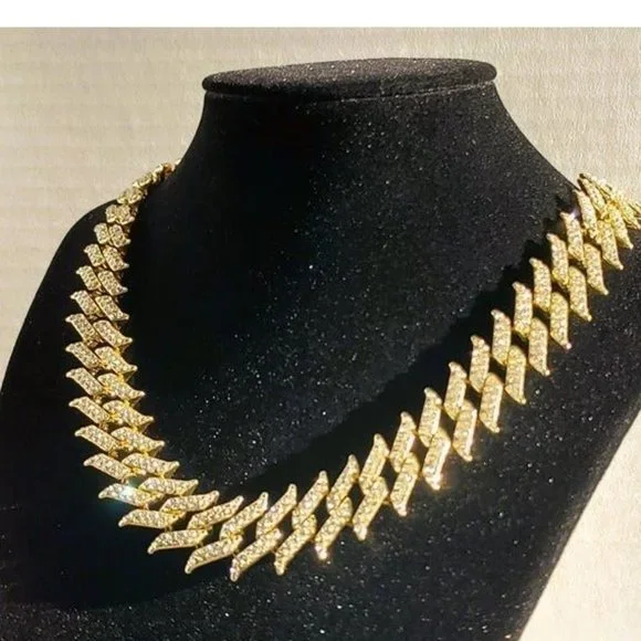 24 Mens 4ct Diamond 14K Gold Cuban Chain Link Necklace 4 ct 14 Karat Silver 24